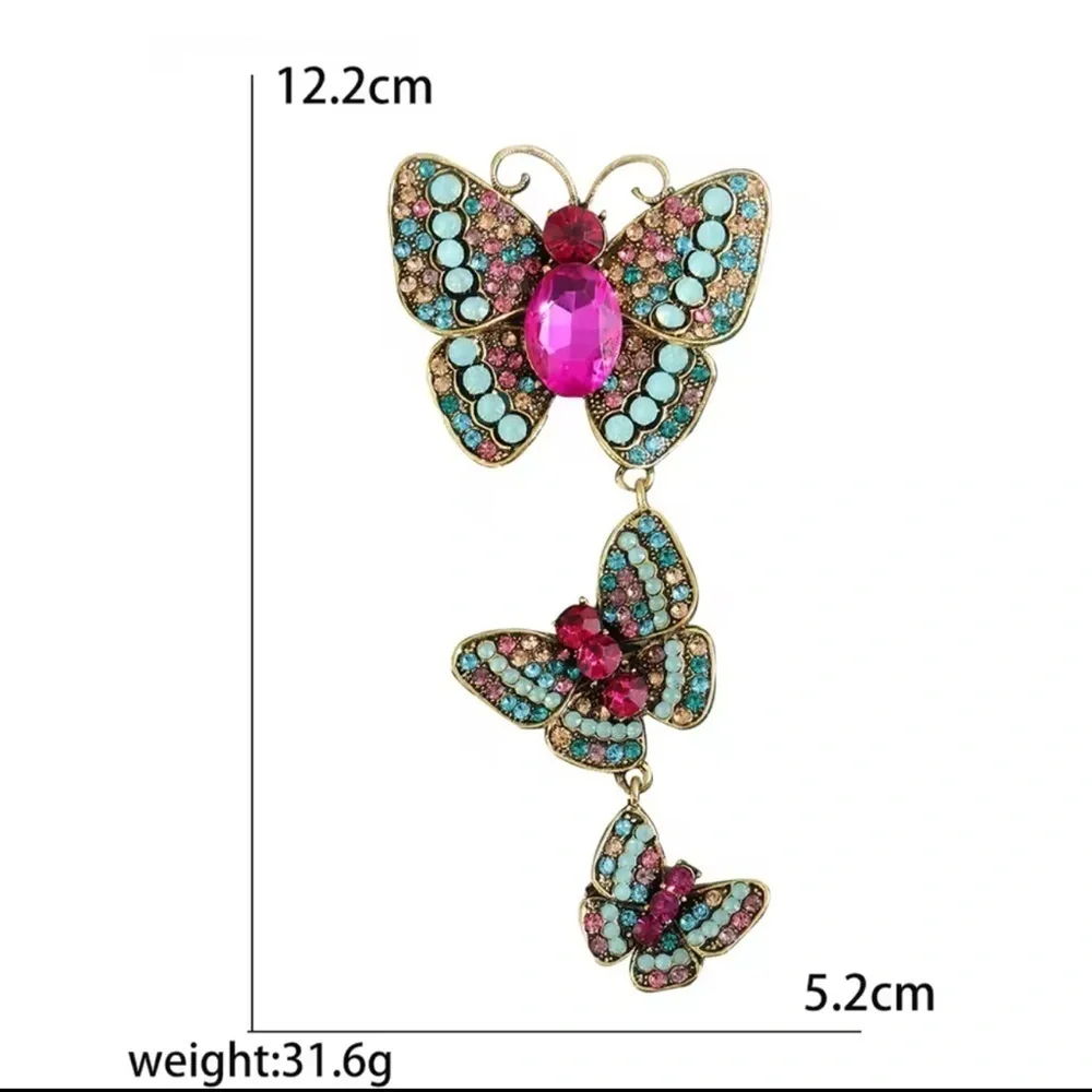 Fuchsia Butterfly Cascade Jewel of Elegance Brooch